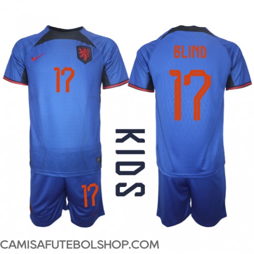 Camisa de time de futebol Holanda Daley Blind #17 Replicas 2º Equipamento Infantil Mundo 2022 Manga Curta (+ Calças curtas)
